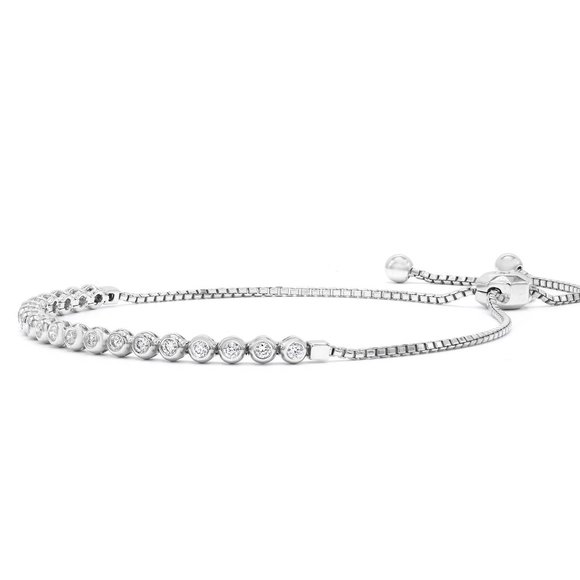 Rachel Koen Bezel Set Diamond Tennis Sliding Bracelet 14K White Gold 0.68Cttw - Picture 5 of 5